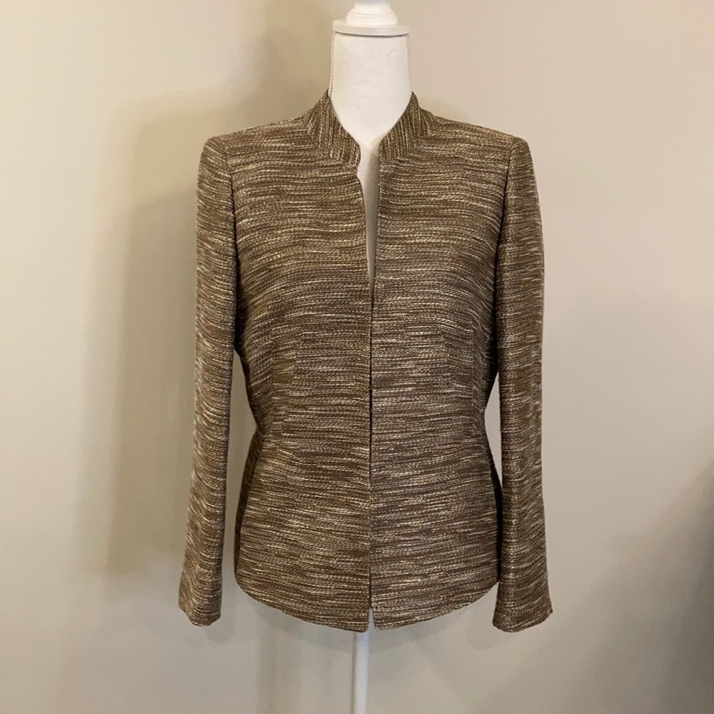 Lafayette 148 Metallic Tweed Hook Front Blazer